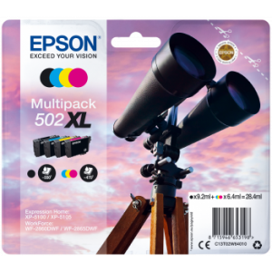 Pack de 4 cartouches origine Epson 502 XL Noire et Couleurs