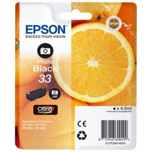 Cartouche encre Epson T3341 Noire Photo - Oranges