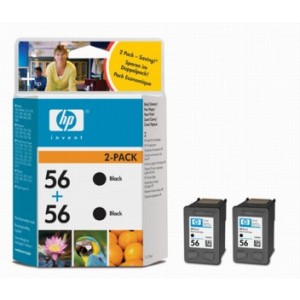 Pack 2 Cartouches encre HP C6656AE N°56 Noire 